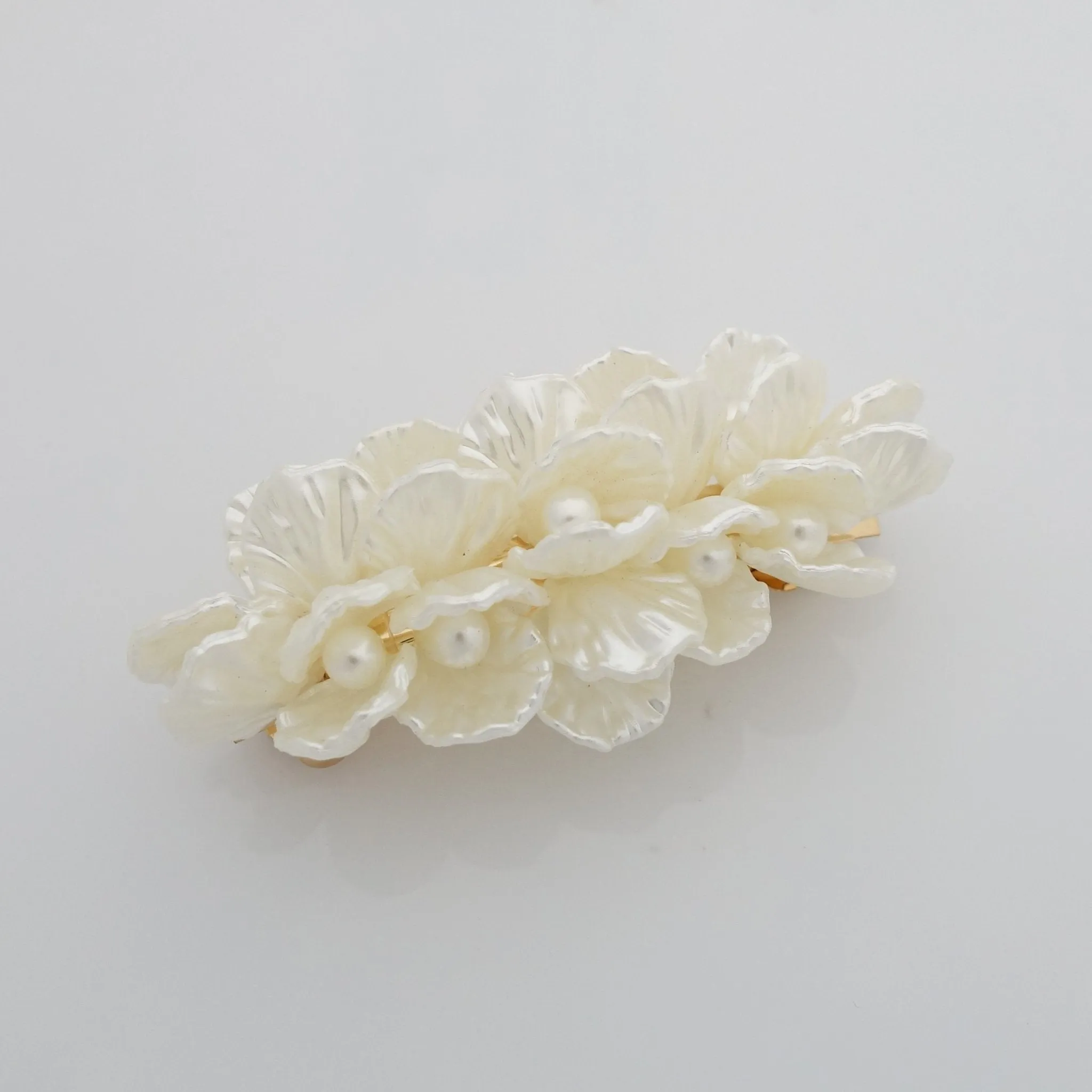 Pearl in the shell decorated french hair barrette women hair accessories