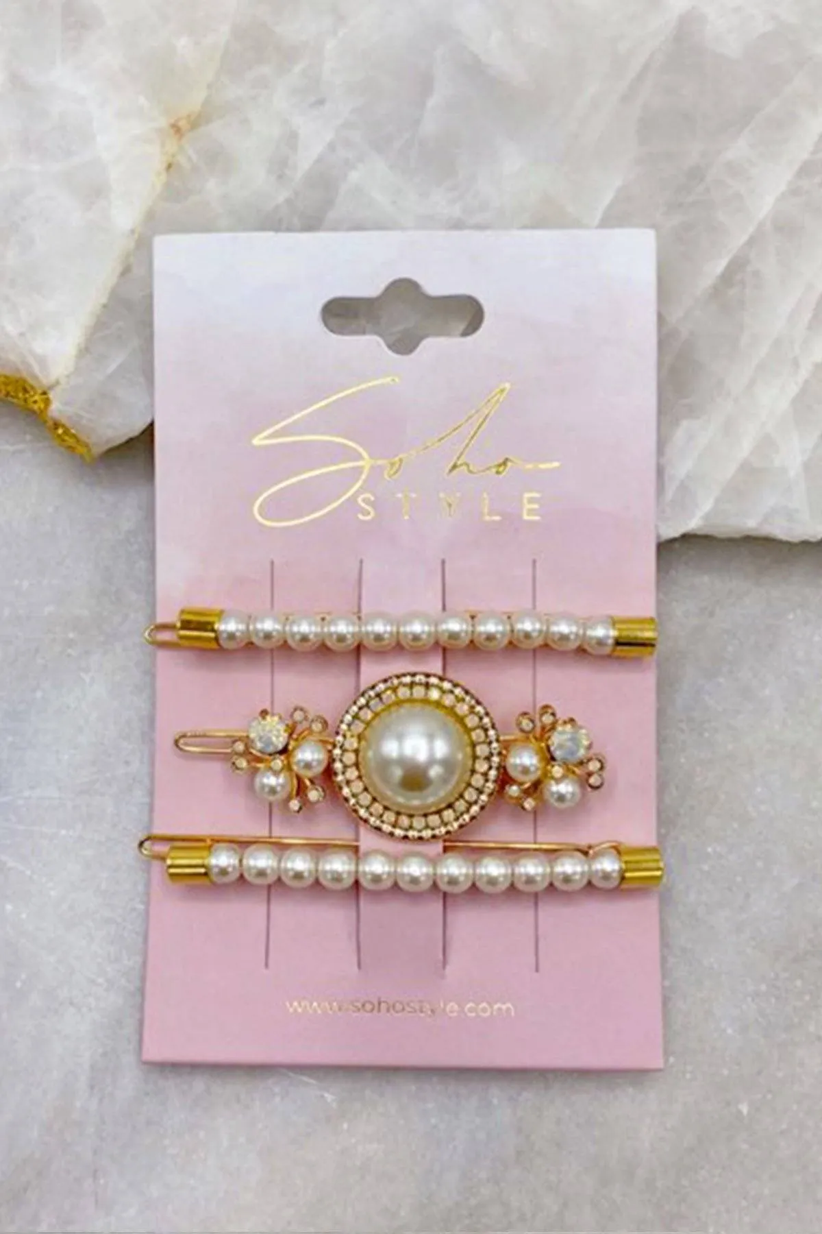 Pearls Bobby Pin and Luxe Pearl Statement Barrette 3 PCS Set