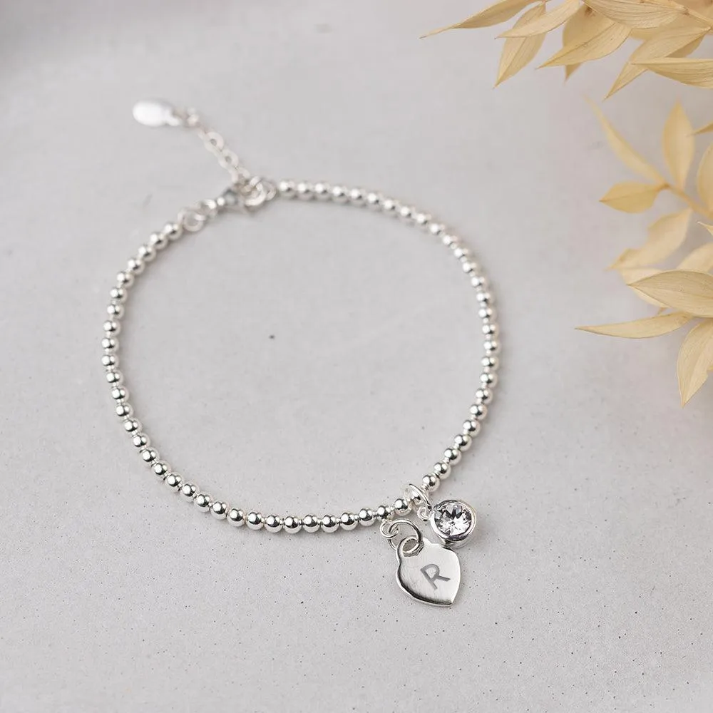 Personalised April Birthstone Bracelet - Clear Crystal