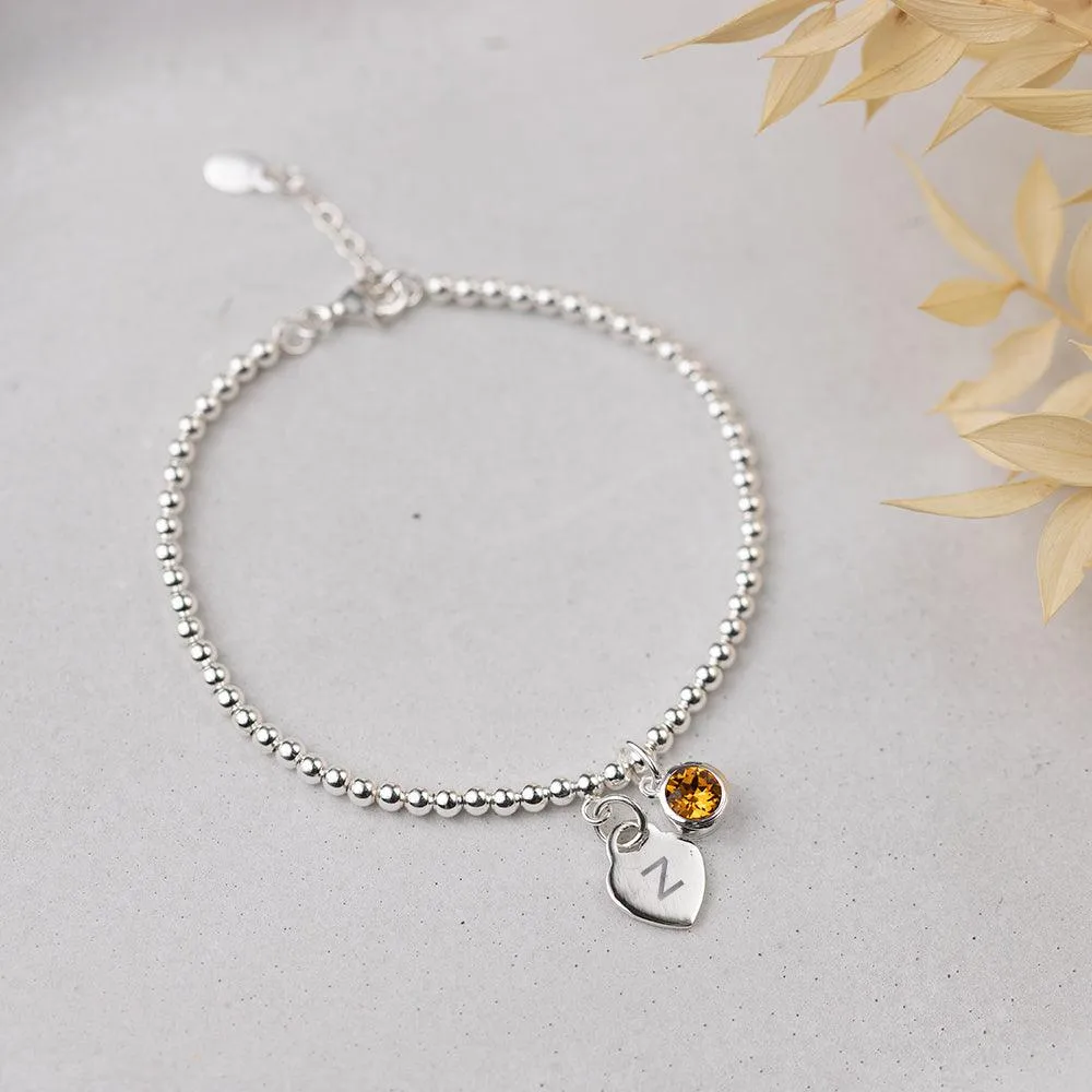 Personalised November Birthstone Bracelet - Topaz Crystal