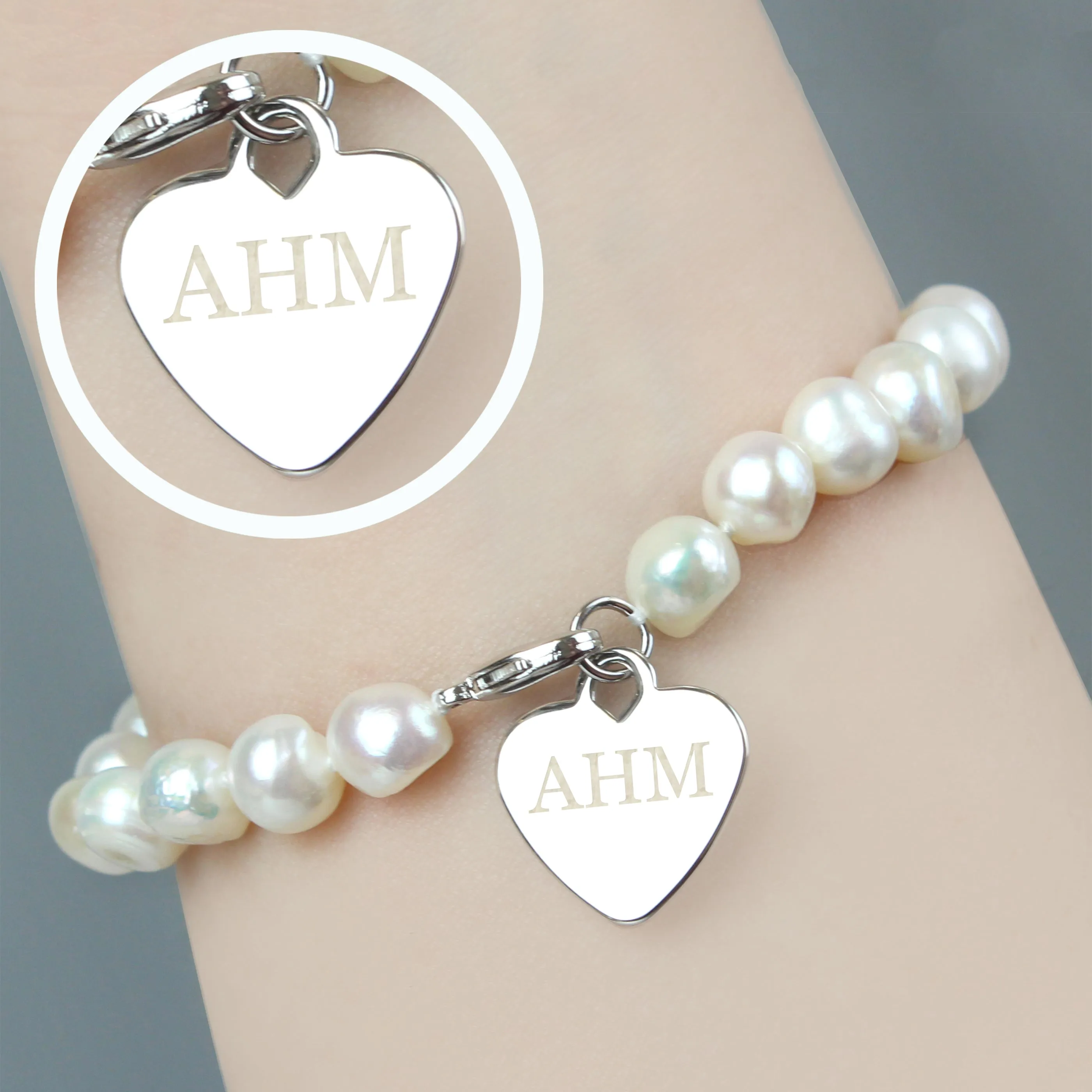 Personalised White Freshwater Pearl Initial Bracelet