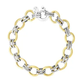 Phillip Gavriel Sterling Silver & Gold Italian Cable Doppia Link Bracelet