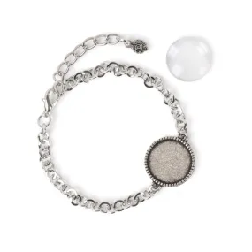 Picture Frame Bracelet for 18mm Round Picture - Antiqued Silvertone