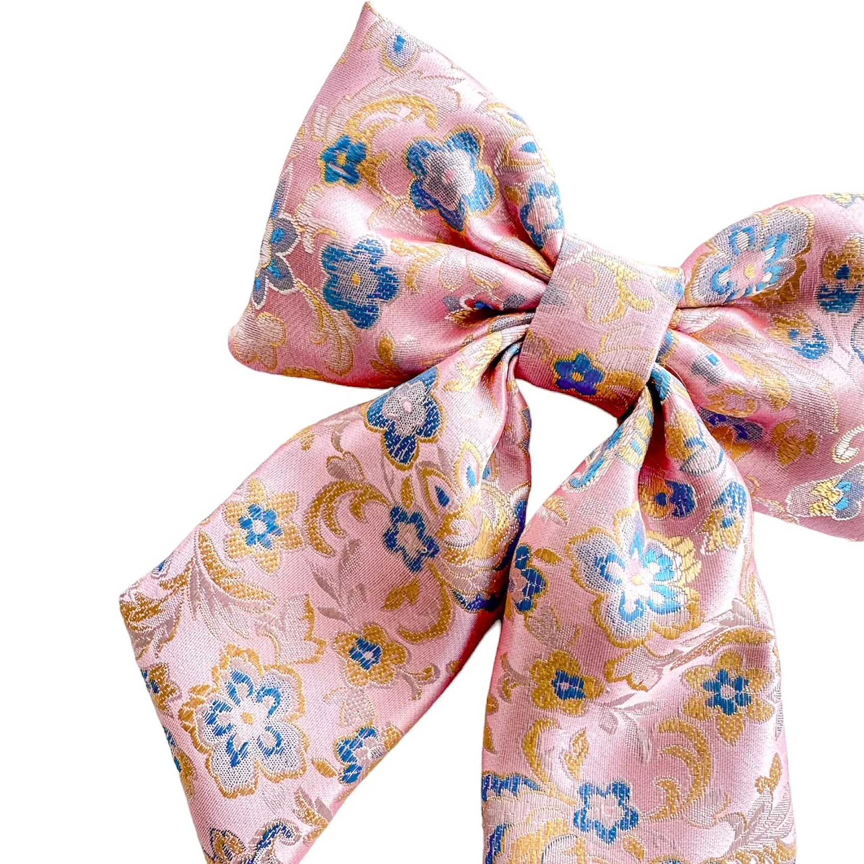 Pink Brocade Hair Bow