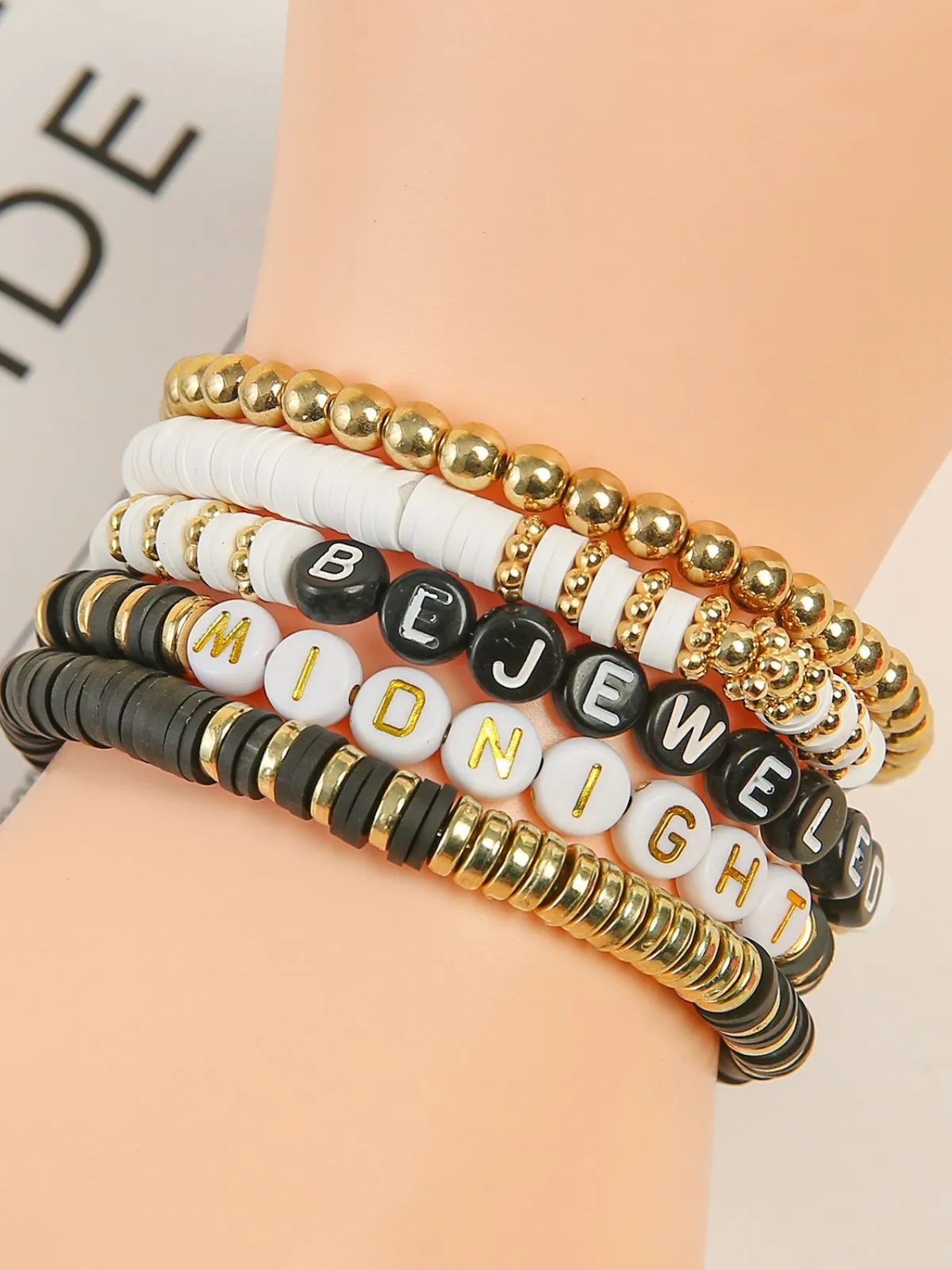 Polymer Letter Sun Smiley Face Bracelet