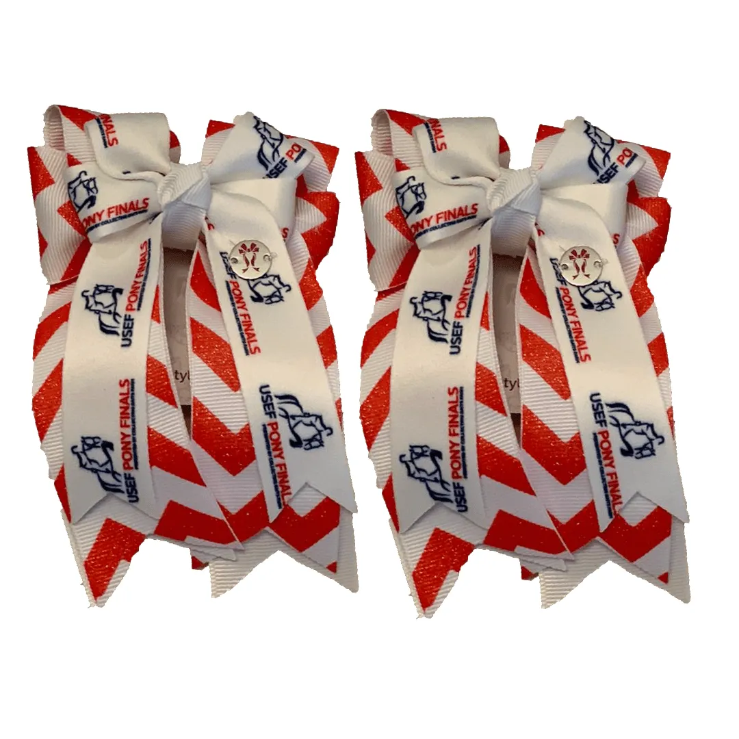 PonyTail Bows- Red Chevron Glitter Show Bows