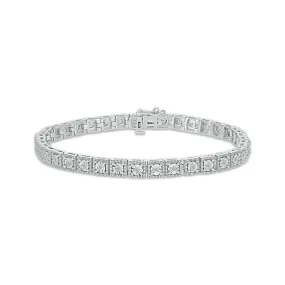 Pre-Owned Kay 1/5ct Diamond Square Link Tennis Bracelet in Sterling Silver