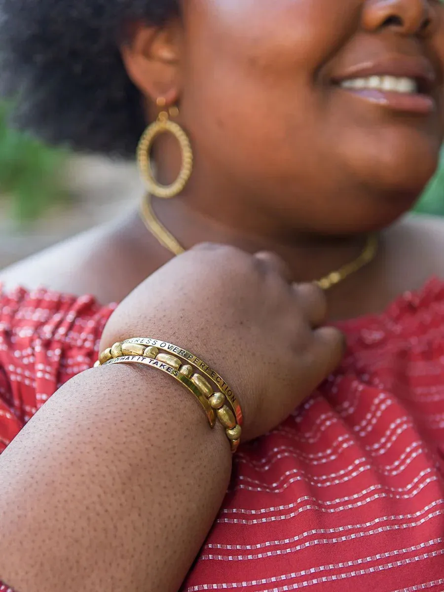 'Progress Over Perfection' Cuff Bracelet