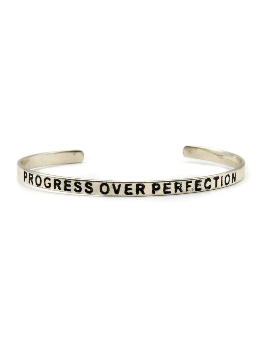 'Progress Over Perfection' Cuff Bracelet