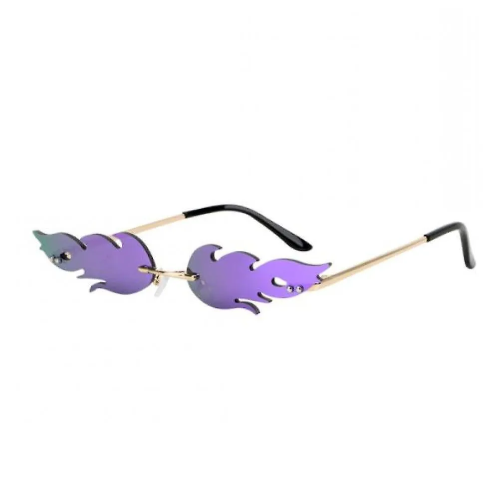 Purple Rimless Flame Sunglasses For Women's