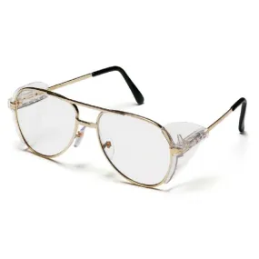 Pyramex Pathfinder SG310A Safety Glasses Clear Lens Gold Metal Frame, One Size, 1 Each