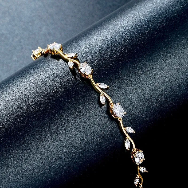 "Bethany" - Cubic Zirconia Bridal Bracelet - Available in Silver, Rose Gold and Yellow Gold