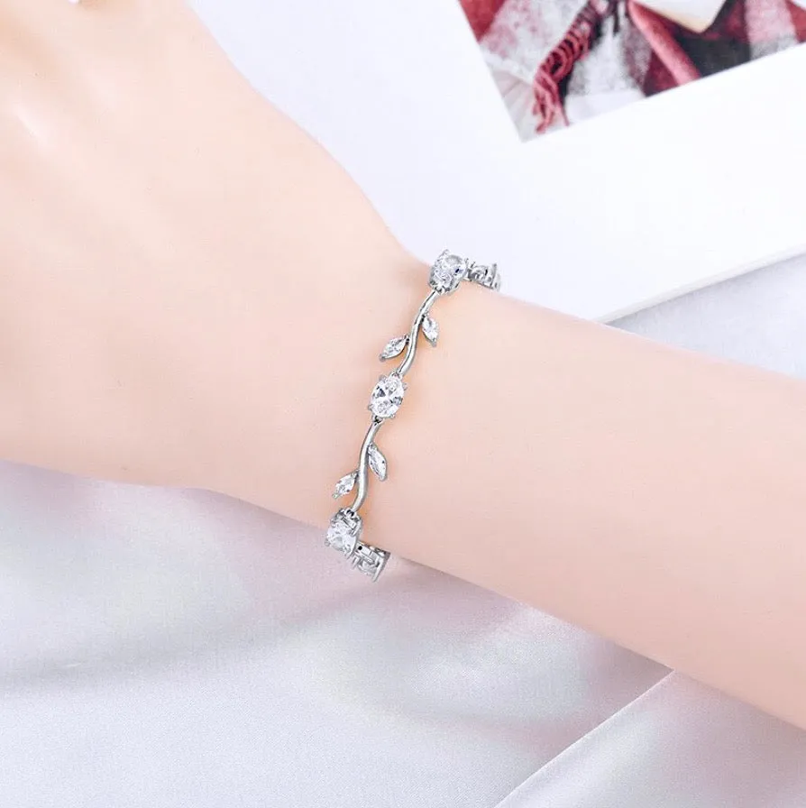 "Bethany" - Cubic Zirconia Bridal Bracelet - Available in Silver, Rose Gold and Yellow Gold