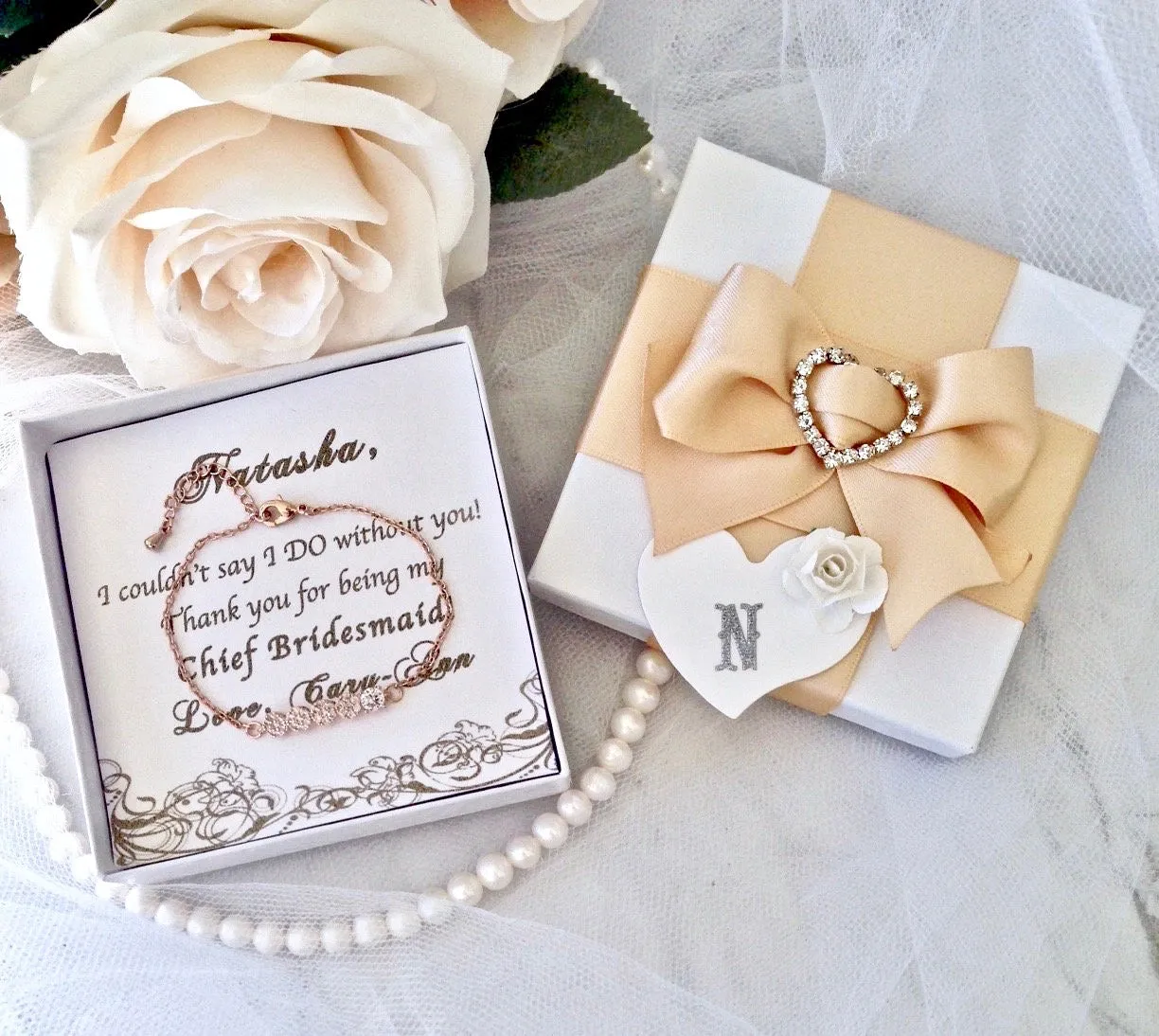 "Crissy" - Rose Gold Cubic Zirconia Bridal/Bridesmaid Bracelet