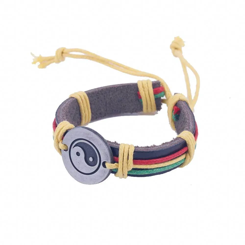 Rasta Peace & Chill Weaved Leather Bracelet