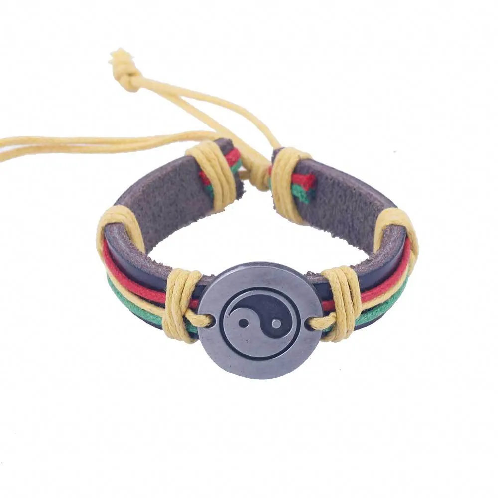 Rasta Peace & Chill Weaved Leather Bracelet