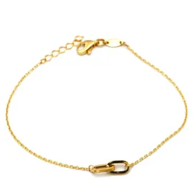 Real Gold 2 Paper Clip Adjustable Size Bracelet 9982 BR1605