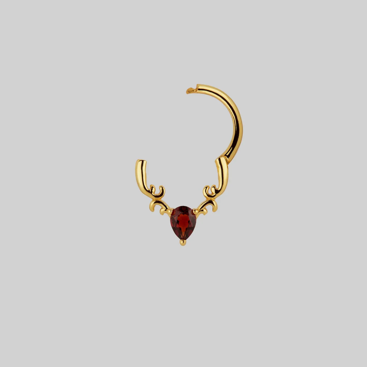 RELISH. Garnet Drop Septum Clicker Ring - Gold