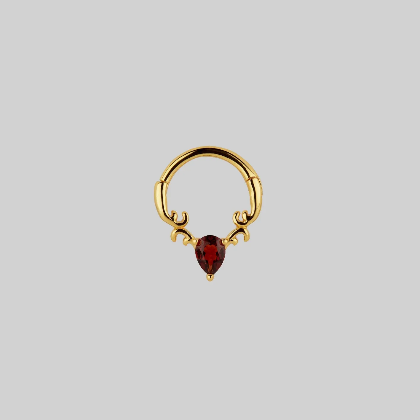 RELISH. Garnet Drop Septum Clicker Ring - Gold