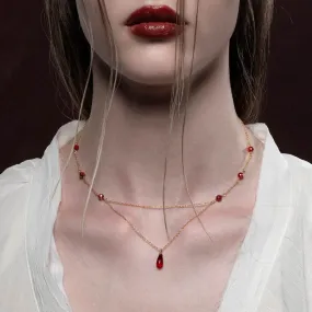 RELISH. Medieval Red Glass Droplet Necklace - Gold