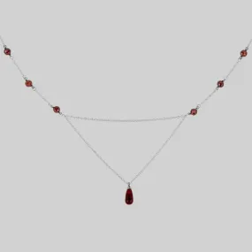 RELISH. Medieval Red Glass Droplet Necklace - Silver