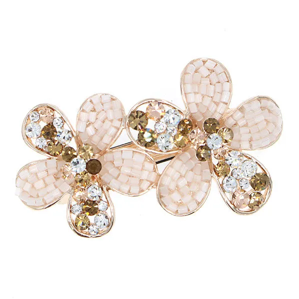 Rhinestone & Seedbeads Flower Princess Hair Barrette