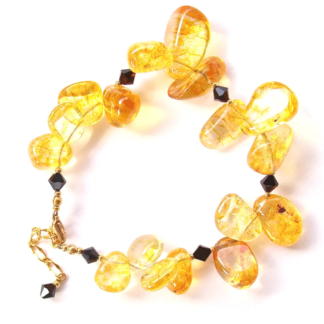 Rizzo: Chunky Gemstone Bracelet in Yellow and Black