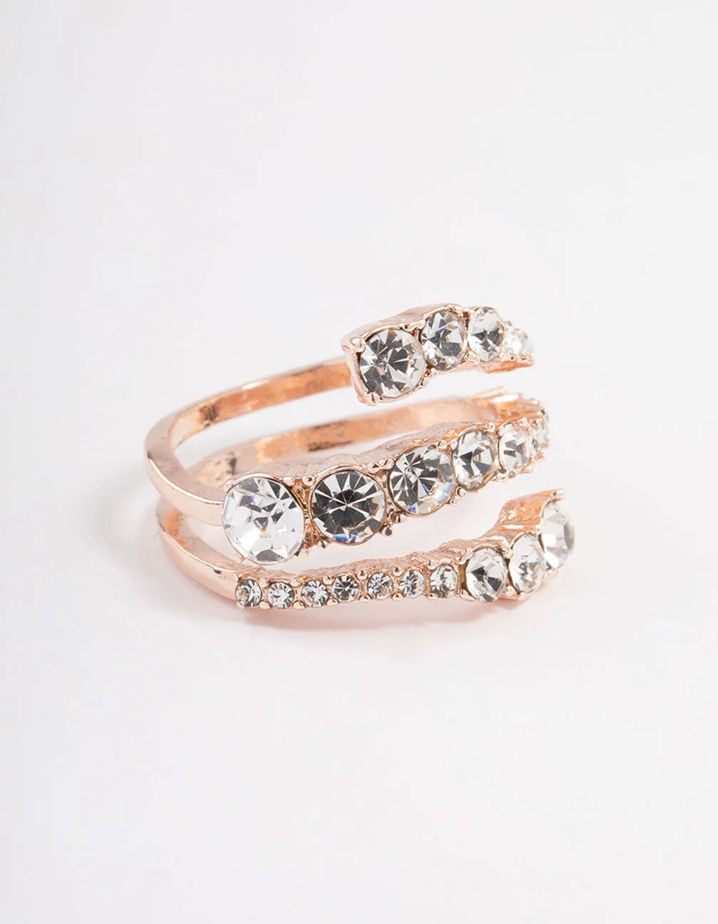 Rose Gold Graduated Stone Wrap Ring