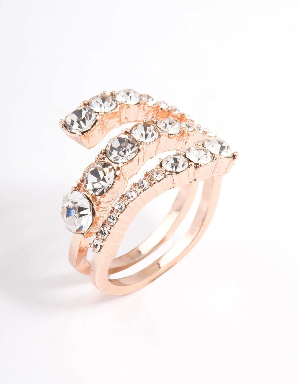 Rose Gold Graduated Stone Wrap Ring