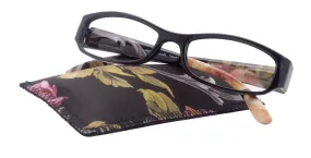 Rosie Premium Reading Glasses, Fashion Reader (Flower Black) Print, Oval Shape  4  High Magnification, NY Fifth Avenue