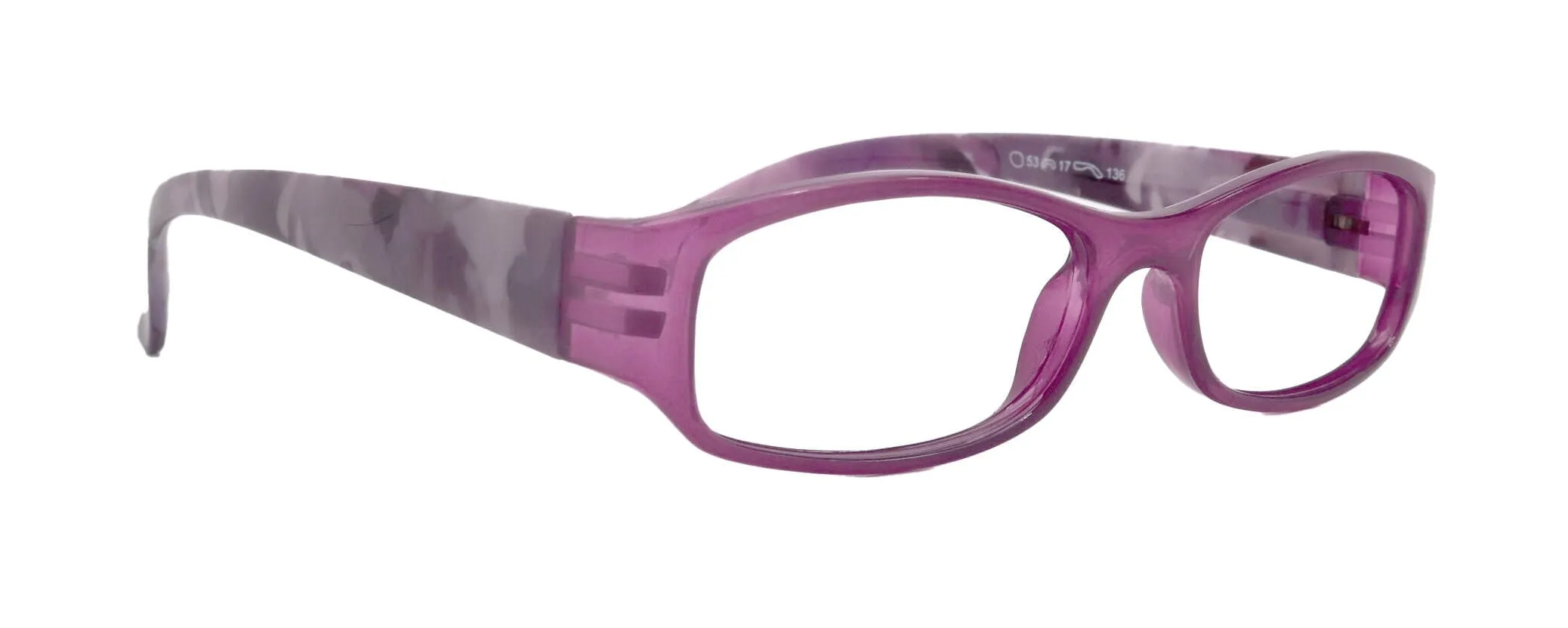 Rosie Premium Reading Glasses, Fashion Reader (Flower Purple) Print, Oval Shape  4  High Magnification, NY Fifth Avenue (Wide Frame)