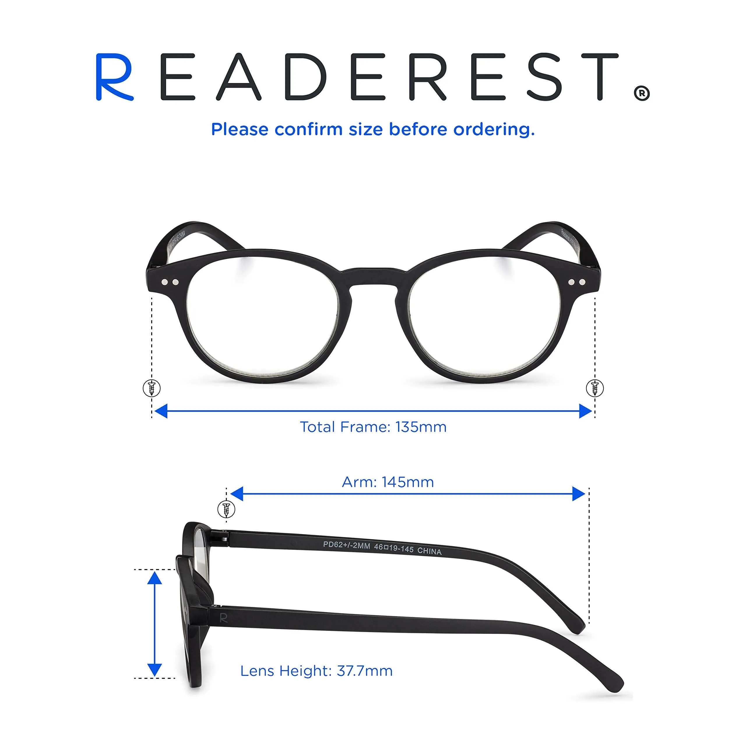 Round-Blue-Light-Blocking-Reading-Glasses-Black-3-25-Magnification-Computer-Glasses