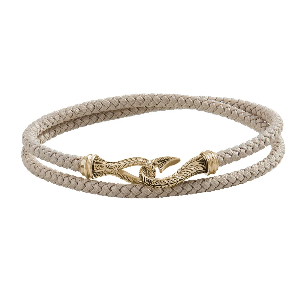 Sailor's Fish Hook Cotton Wrap Bracelet in Silver