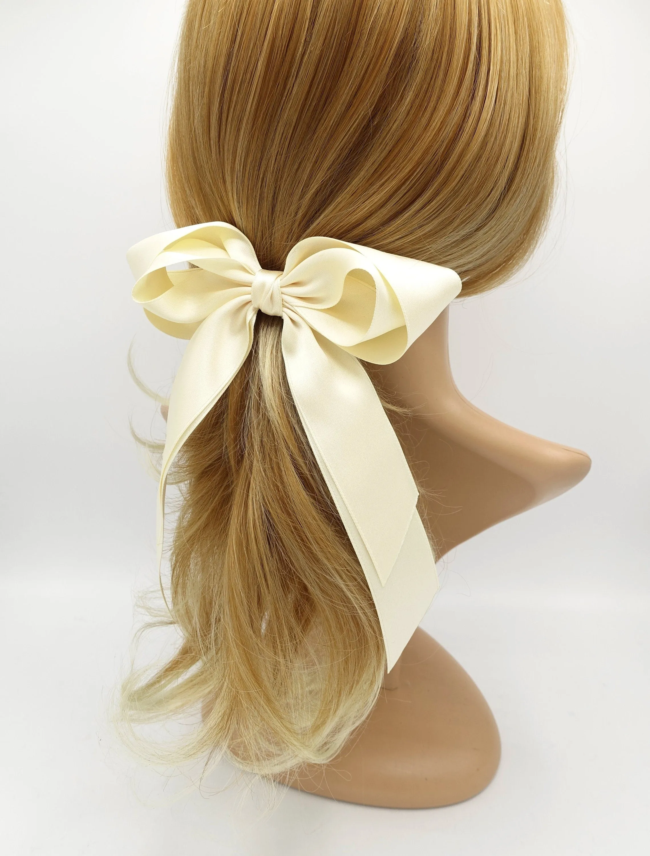 satin layered double tail hair bow