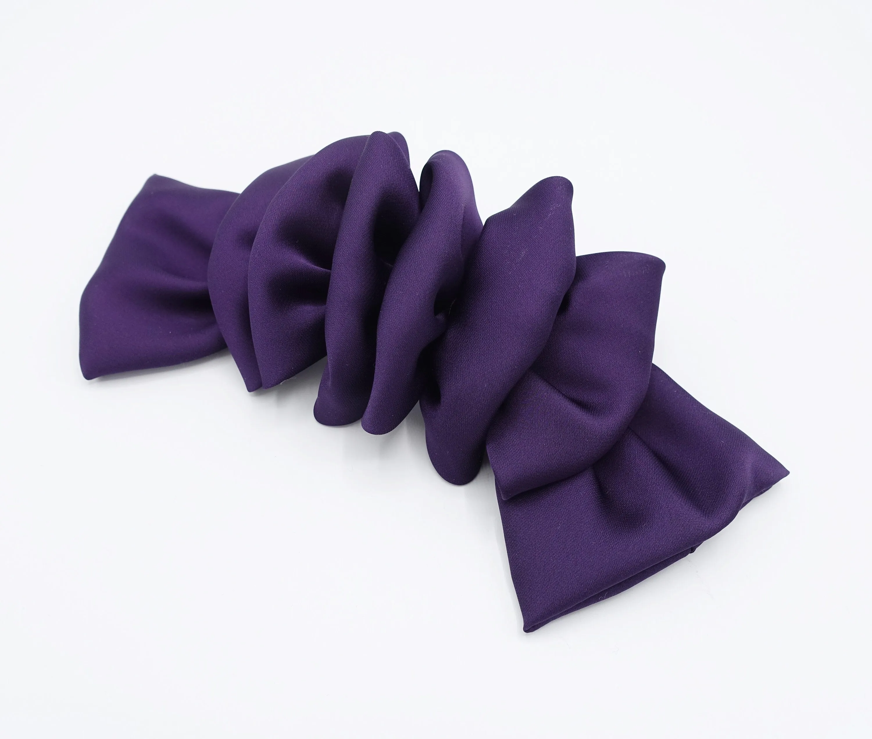 satin ruffle hair bow for women