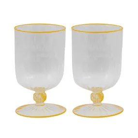 Set of 2 Short Stem Murano Glasses Yellow