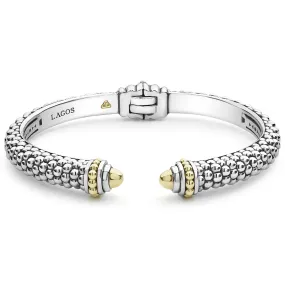 Signature Caviar Two-Tone Cuff Bracelet