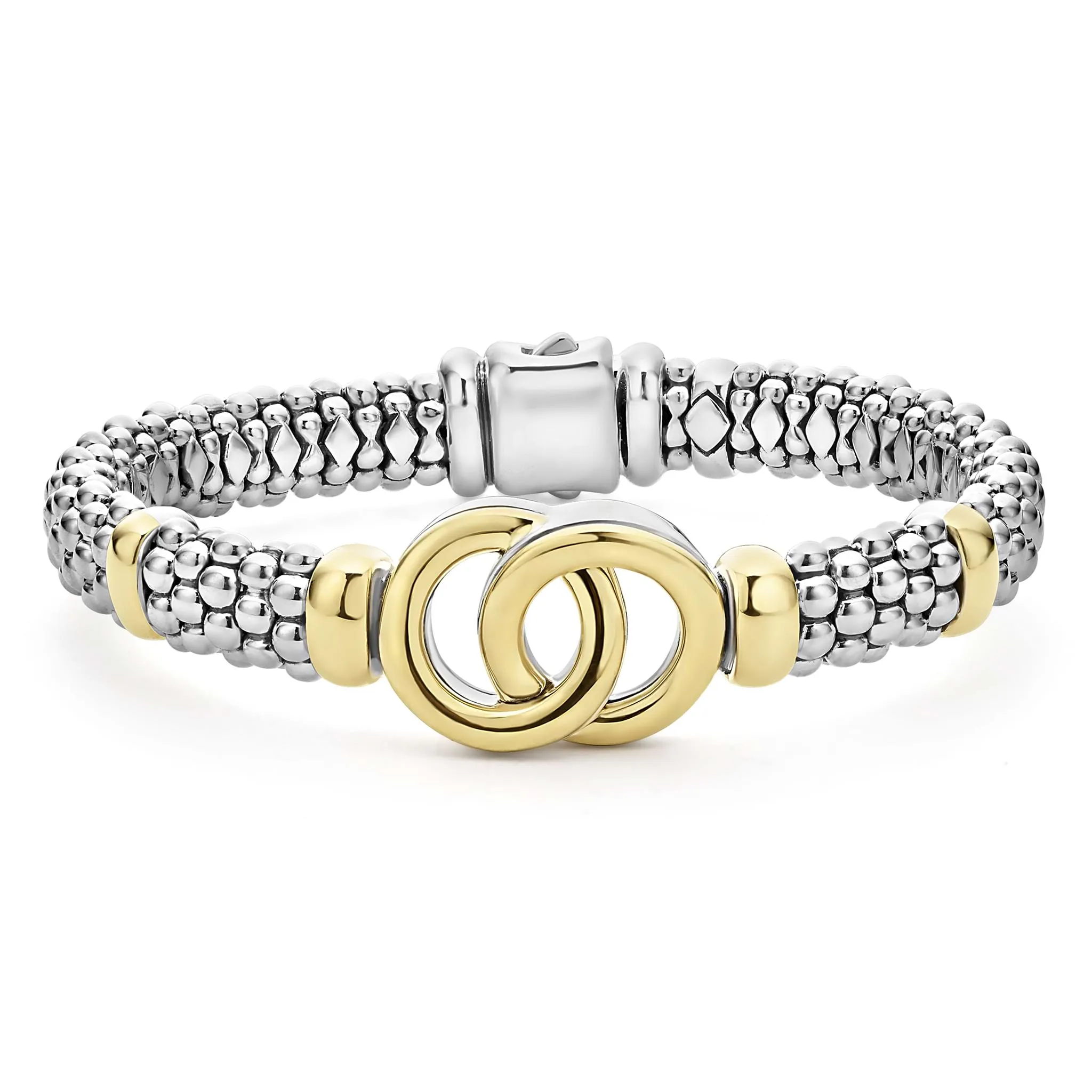 Signature Caviar Two-Tone Interlocking Caviar Bracelet | 9mm