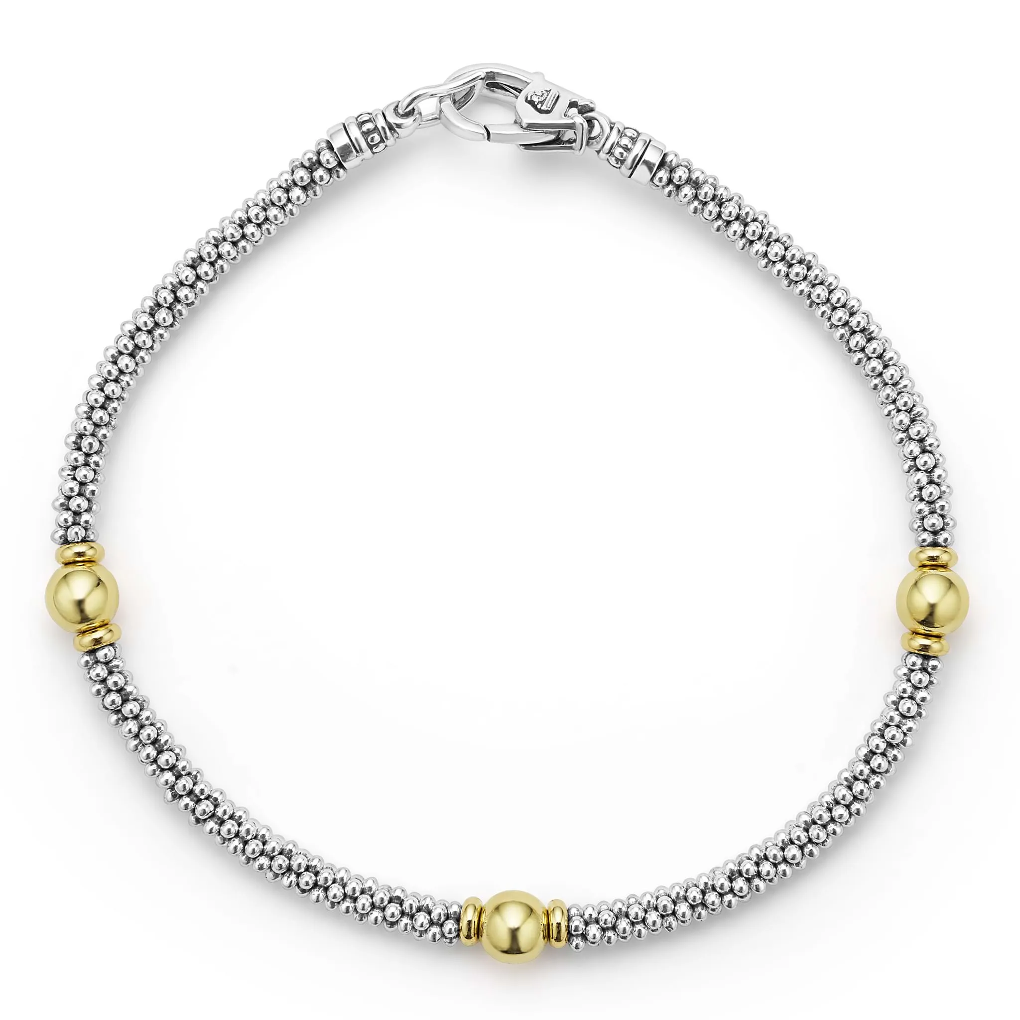 Signature Caviar Two-Tone Station Bracelet | 3mm