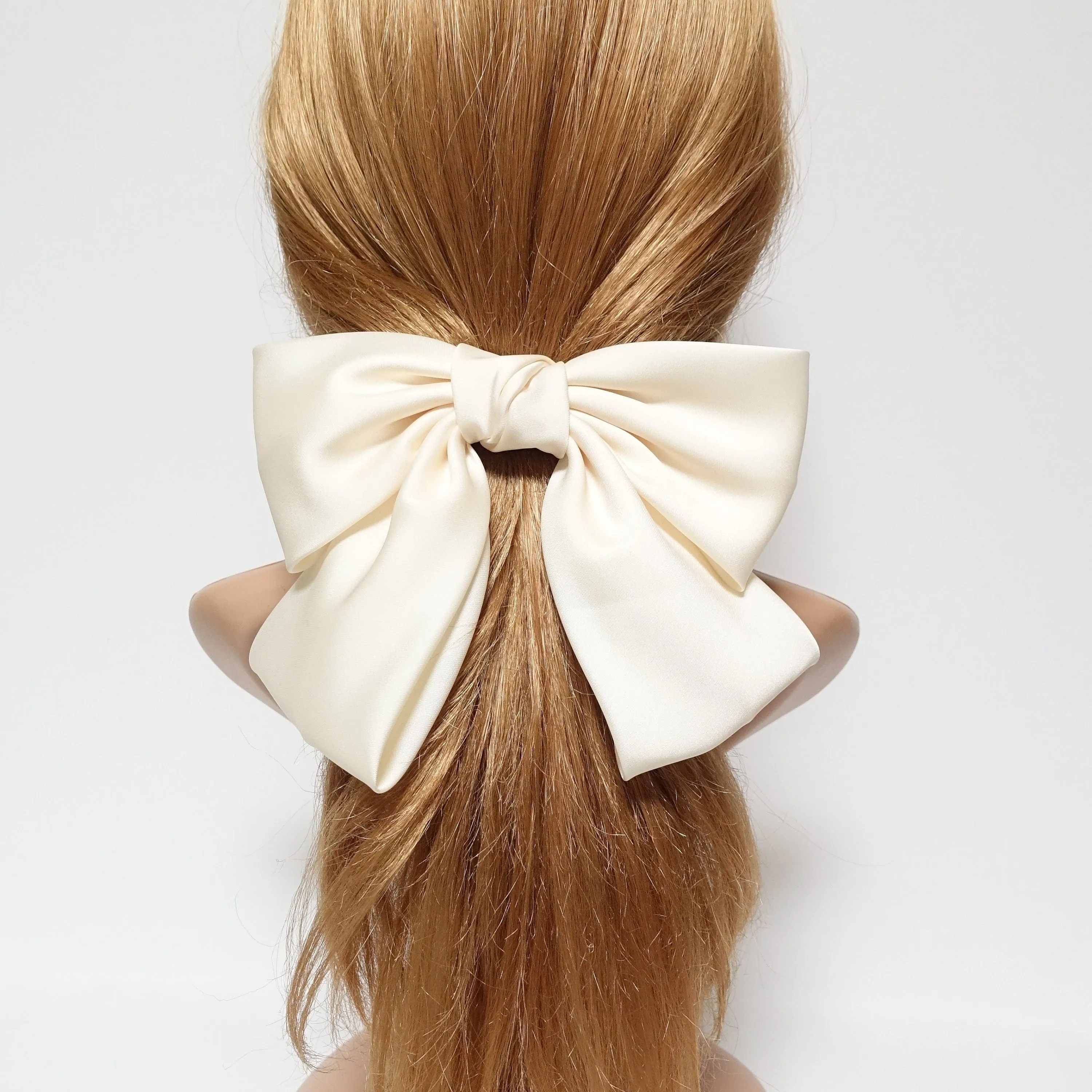 silk satin big K bow barrette glossy satin women hair accessory for women