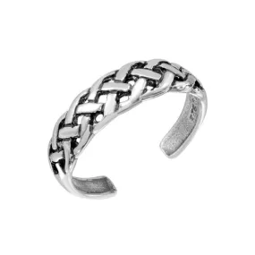 Silver 925 Braided Adjustable Toe Ring