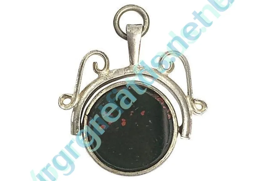 Silver & Art Glass Bloodstone Watch Fob