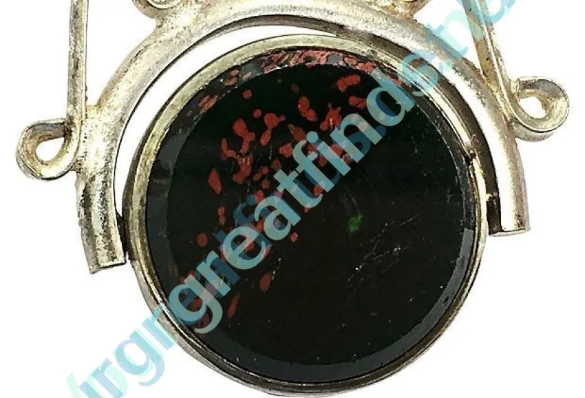 Silver & Art Glass Bloodstone Watch Fob