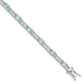 Silver Polished BlueTopaz Gemstone Bracelet