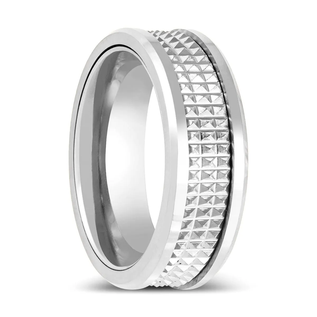 SILVERFANG | Silver Tungsten Ring with Jagged Center