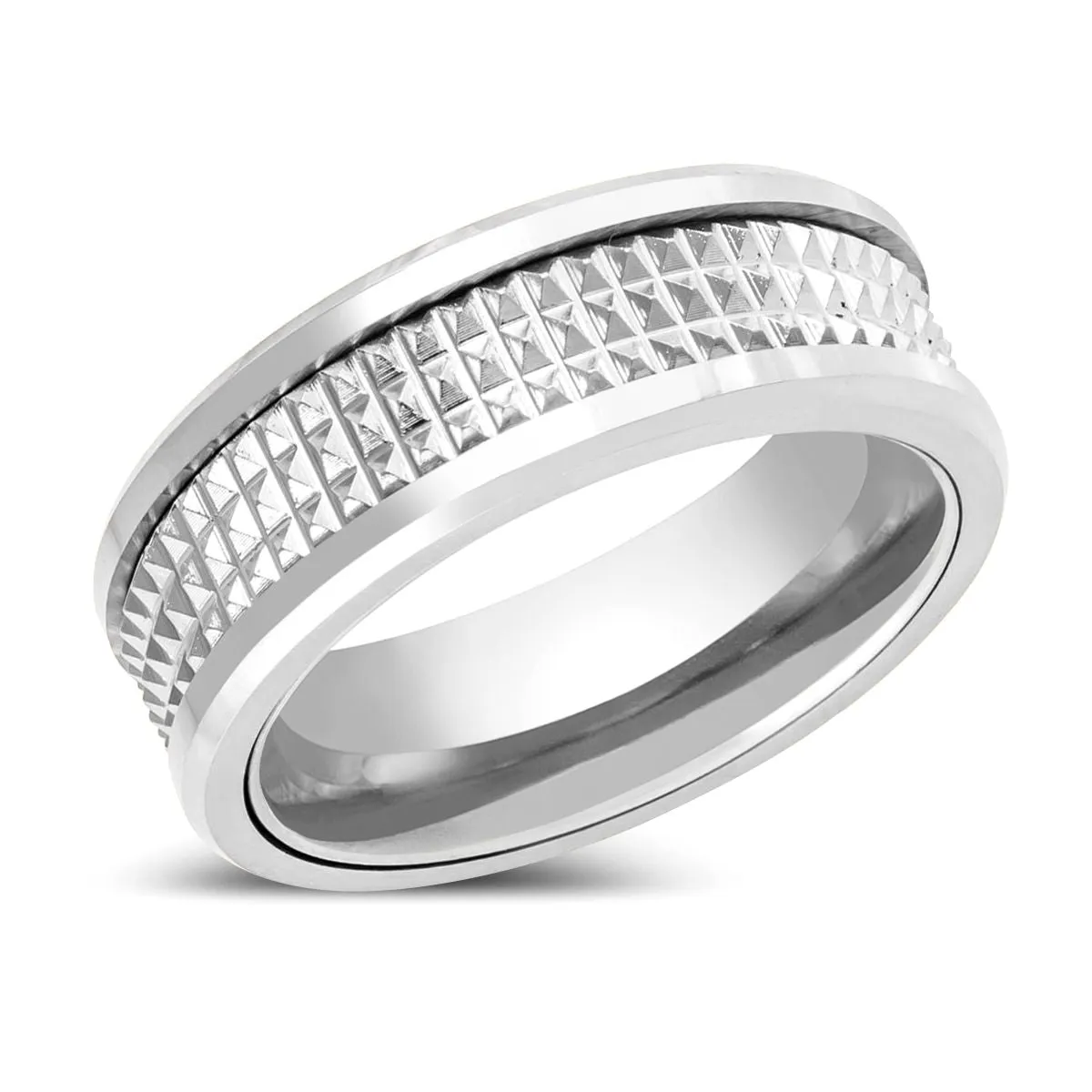 SILVERFANG | Silver Tungsten Ring with Jagged Center