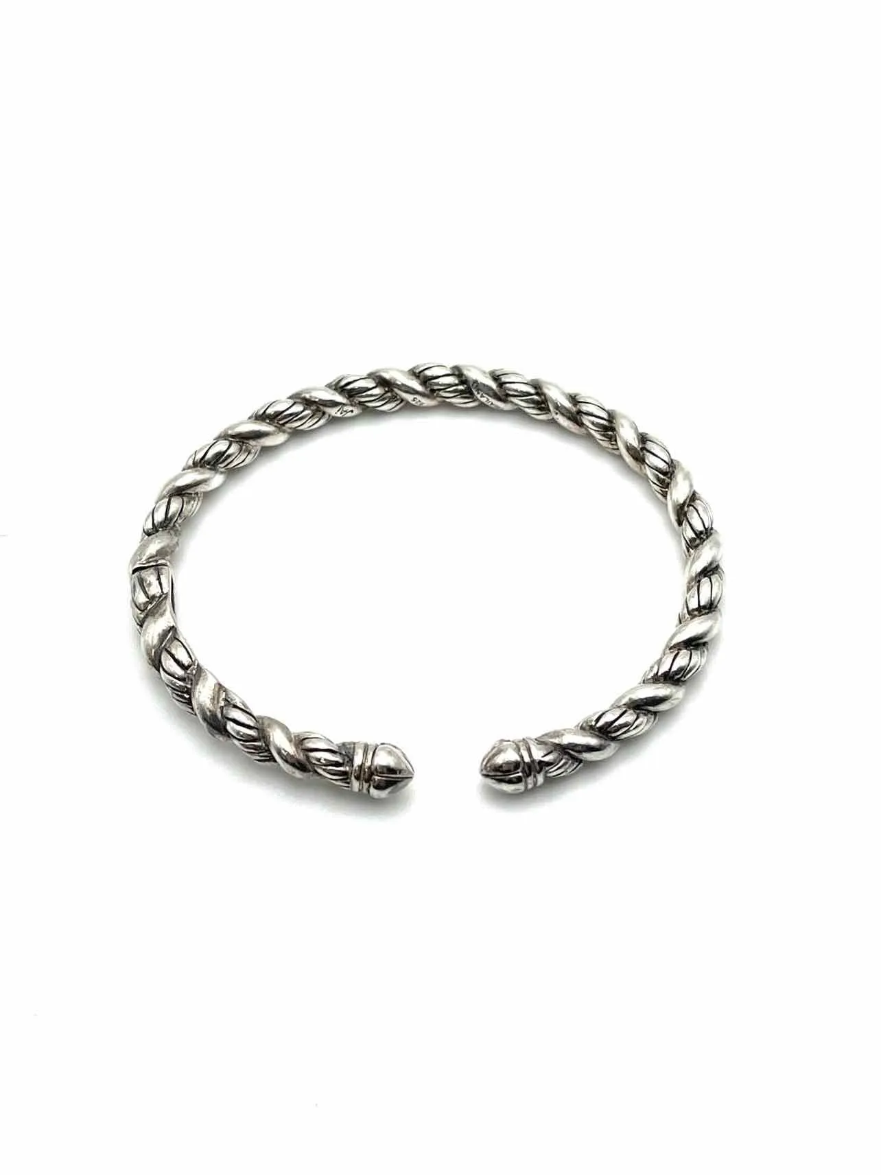 Size Hinged Silver Twisted Sterling Silver Jewelry Bracelet