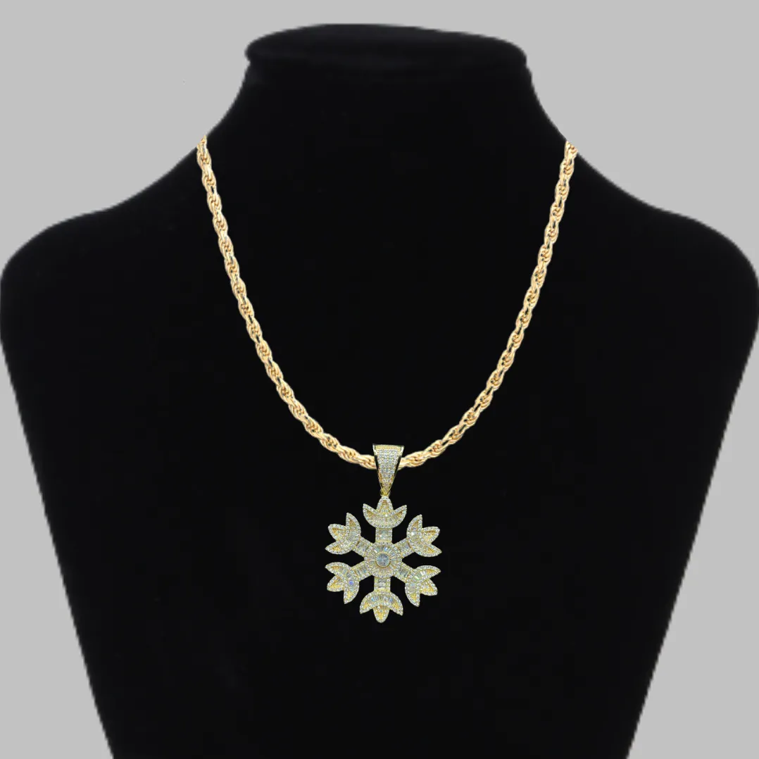 Snowflake Baguette-Tennis Edition Iced Out Diamond Pendant Necklace