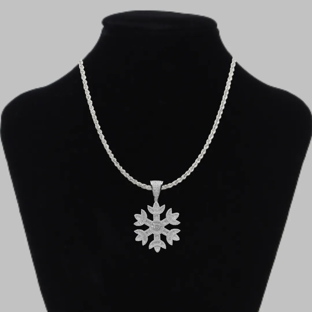 Snowflake Baguette-Tennis Edition Iced Out Diamond Pendant Necklace