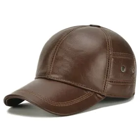 Solid Genuine Leather Hat Snapback Men's Caps Winter Baseball Cap Male Gorras Hombre Outdoor Dad Hat for Adult